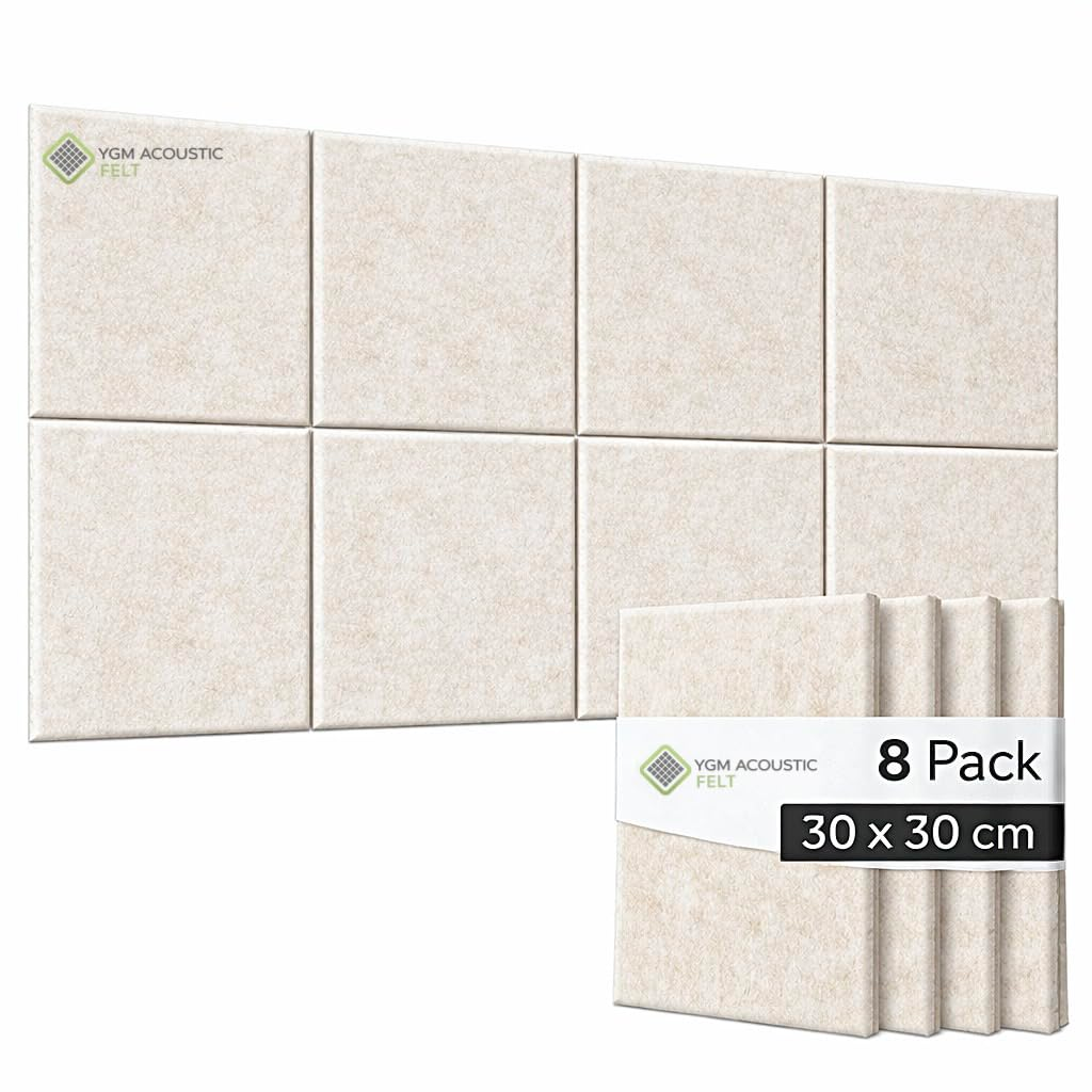 YGM® Luxury PET Felt Acoustic Self Adhesive Panels, 10 MM Thick, Sound Absorbing Panels for Wall | Room Noise Reducer & Sound Dampening (Pure Beige)