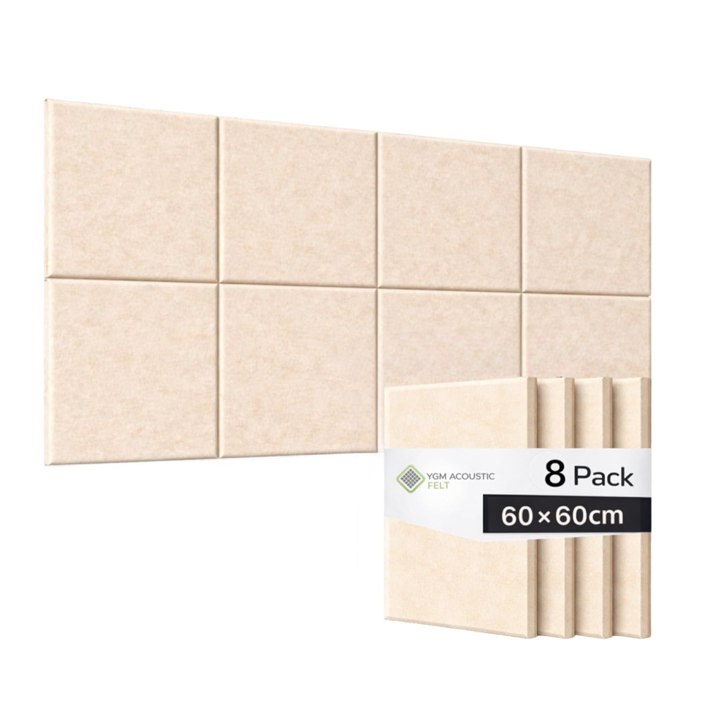 YGM® Luxury PET Felt Acoustic Self Adhesive Panels, 10 MM Thick, Sound Absorbing Panels for Wall | Room Noise Reducer & Sound Dampening (Beige)