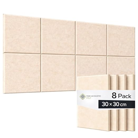 YGM® Luxury PET Felt Acoustic Self Adhesive Panels, 10 MM Thick, Sound Absorbing Panels for Wall | Room Noise Reducer & Sound Dampening (Beige)