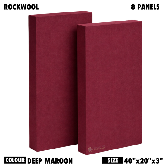 YGM Acoustic Rockwool® - Set of 8 | 40" x 20" x 3" | Sound Absorption Panels | NRC 1.0, 80 KG/M¬≥ Density | Room Isolation & Acoustical Soundproofing (Deep Maroon)