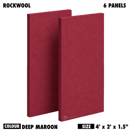 YGM Acoustic Rockwool® - Set of 6 | 4' x 2' x 1.5" | Sound Absorption Panels | NRC 0.92, 80 KG/M¬≥ Density | Room Isolation & Acoustical Soundproofing (Deep Maroon)