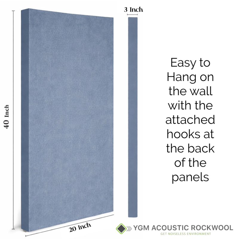 YGM Acoustic Rockwool® - Set of 6 | 40" x 20" x 3" | Sound Absorption Panels | NRC 1.0, 80 KG/M¬≥ Density | Room Isolation & Acoustical Soundproofing (Silver Grey) (Copy) (Copy)