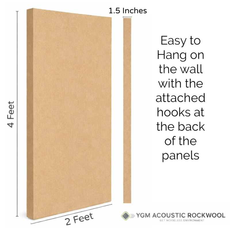 YGM Acoustic Rockwool® - Set of 4 | 4' x 2' x 1.5" | Sound Absorption Panels | NRC 0.92, 80 KG/M¬≥ Density | Room Isolation & Acoustical Soundproofing (Warm Beige)