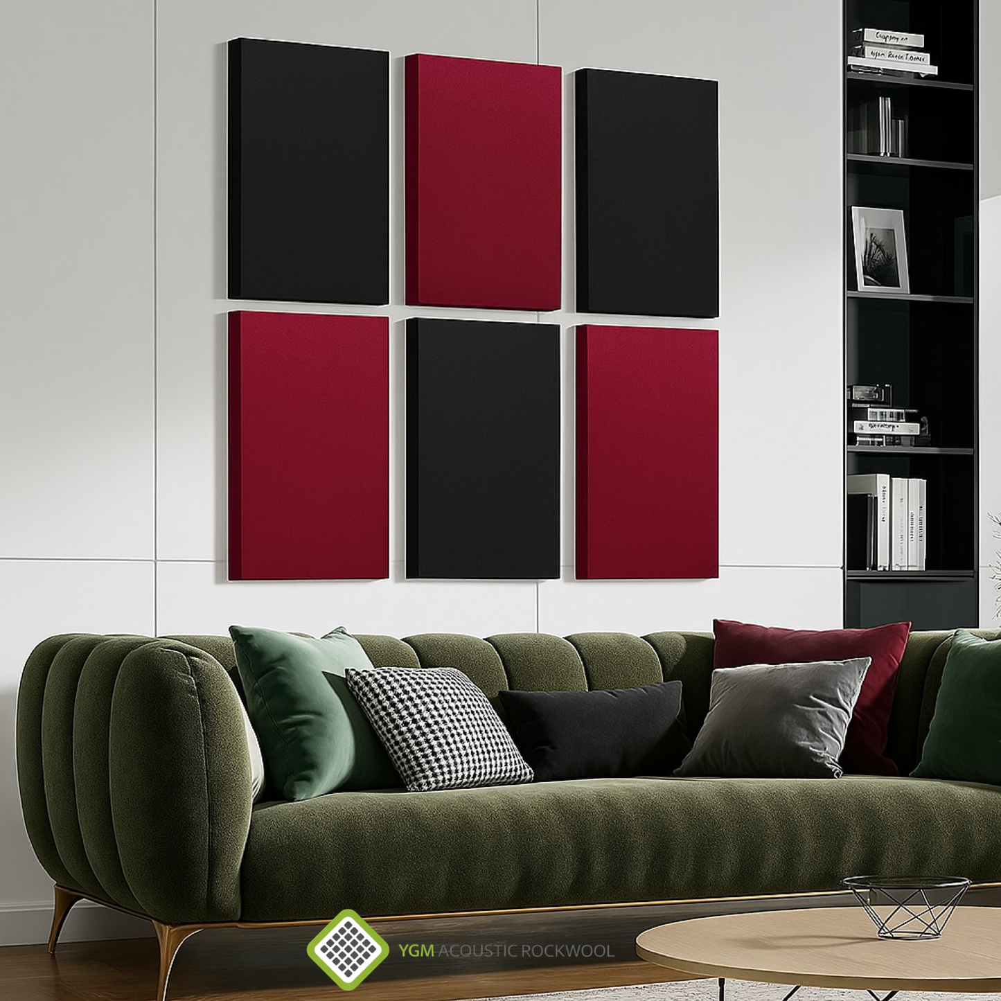 YGM Acoustic Rockwool® - Set of 4 | 40" x 20" x 3" | Sound Absorption Panels | NRC 1.0, 80 KG/M¬≥ Density | Room Isolation & Acoustical Soundproofing (OG Black)