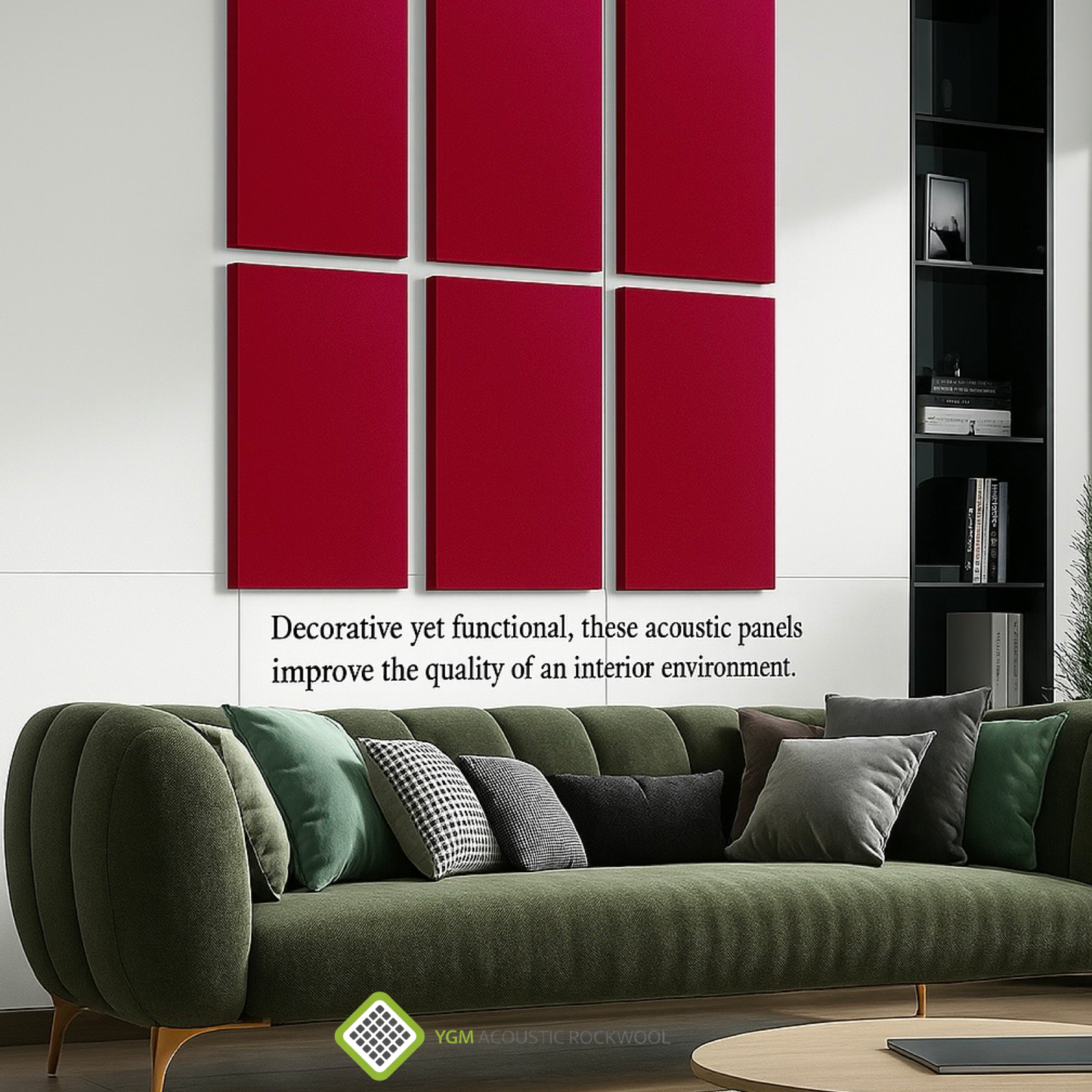 YGM Acoustic Rockwool® - Set of 4 | 4' x 2' x 1.5" | Sound Absorption Panels | NRC 0.92, 80 KG/M¬≥ Density | Room Isolation & Acoustical Soundproofing (Deep Maroon)