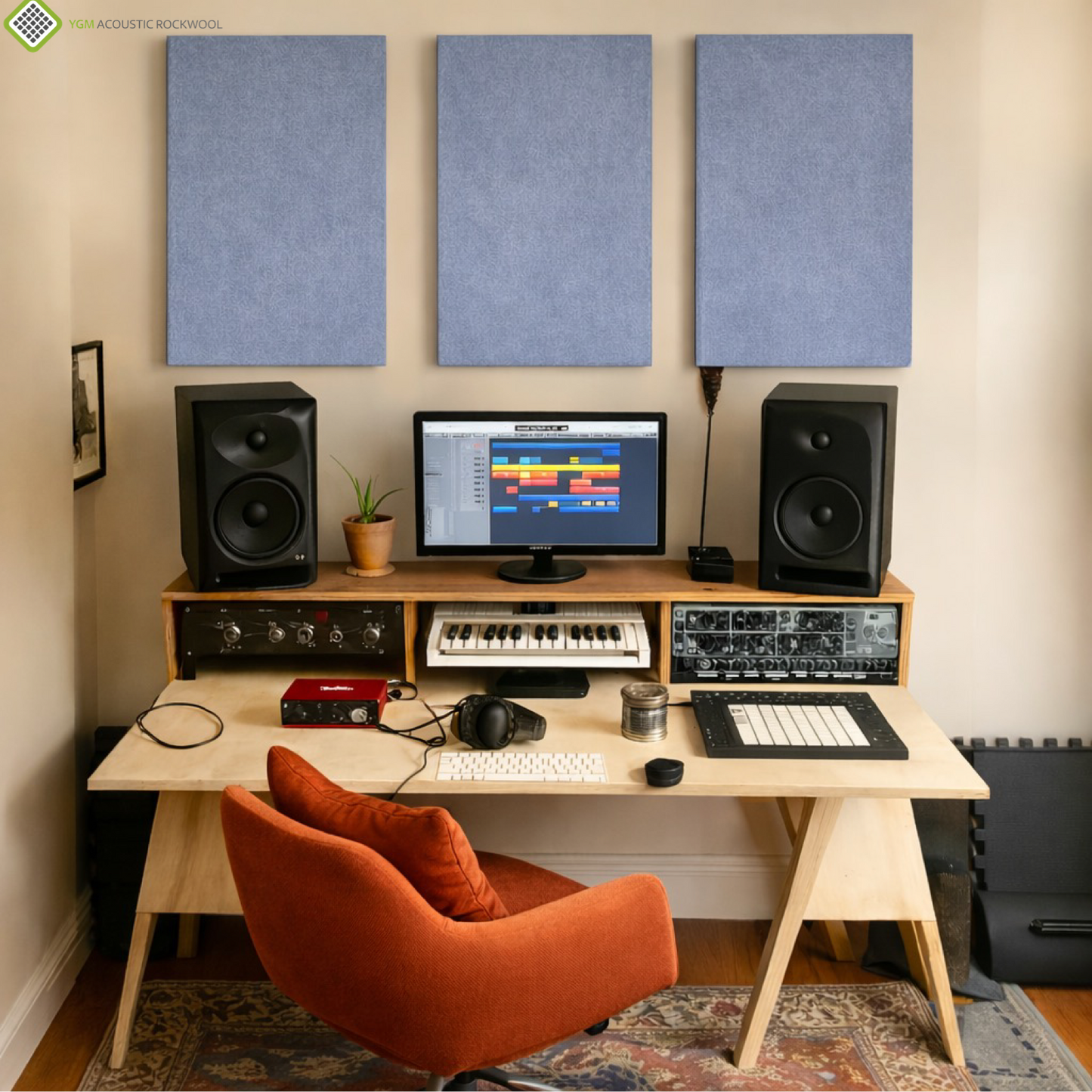 YGM Acoustic Rockwool® - Set of 2 | 4' x 2' x 3" | Sound Absorption Panels | NRC 1.0, 80 KG/M¬≥ Density | Room Isolation & Acoustical Soundproofing (Silver Grey)