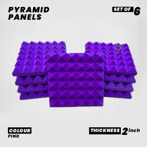 Pyramid Panels - Set of 9 | 1 Sqft, 2" Thick | 50 Density Studio Noise Reduction, Echo Absorption | Premium Grade | 3D Structure | PURPLE