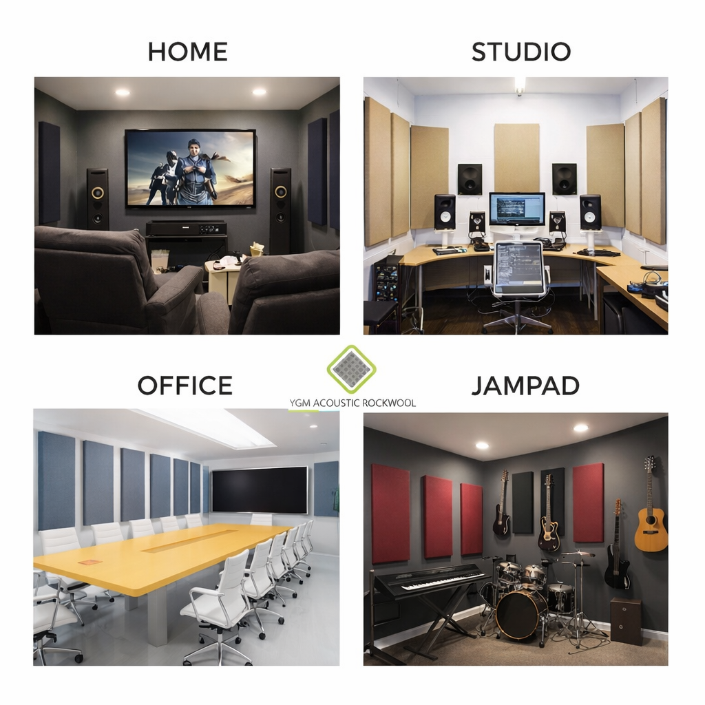 YGM Acoustic Rockwool® - Set of 4 | 4' x 2' x 1.5" | Sound Absorption Panels | NRC 0.92, 80 KG/M¬≥ Density | Room Isolation & Acoustical Soundproofing (Deep Maroon)