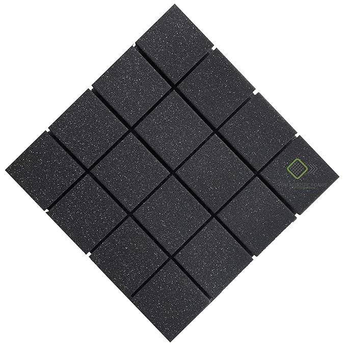 Turbo Panels - Set of 18 | 1 Sqft, 2" Thick | 50 Density Studio Noise Reduction, Echo Absorption | Premium Grade | 3D Structure with Grooves | 9 GREEN, 9 YELLOW