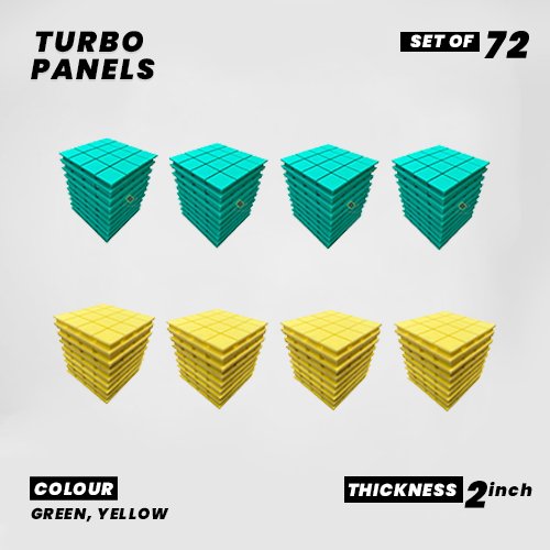 Turbo Panels - Set of 6 | 1 Sqft, 2" Thick | 50 Density Studio Noise Reduction, Echo Absorption | Premium Grade | 3D Structure with Grooves | PINK