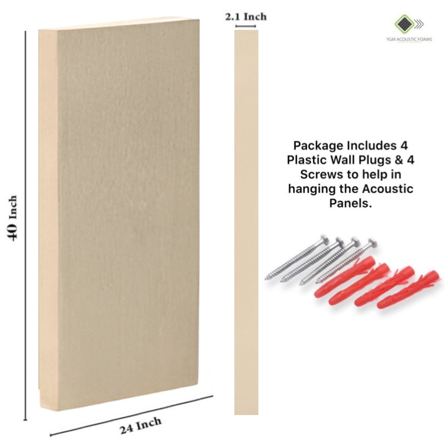 Rockwool Panels - Set of 8| 40" X 24", 2 Inches Thick | Matte Beige Fabric Rockwool Soundproofing Acoustic Panels | Density 80 KG/M3 | Rockwool ProRox SL 950 NRC=1