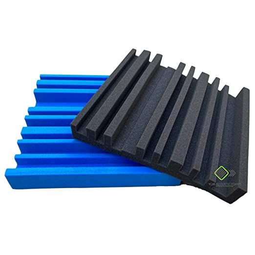 Line Diffusers Panels - Set of 50 | 1 Sqft, 2" Thick | 50 Density | Premium Grade | 3D Structure Broadband Sound Absorber - Periodic Groove Structure | 25 BLUE, 25 BLACK