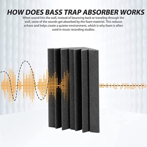 Wedge Corner Bass Traps - Set of 2| 24"x12"x12" | Low Frequency Bass Absorber | Premium Grade, 50 Density (Charcoal Black)