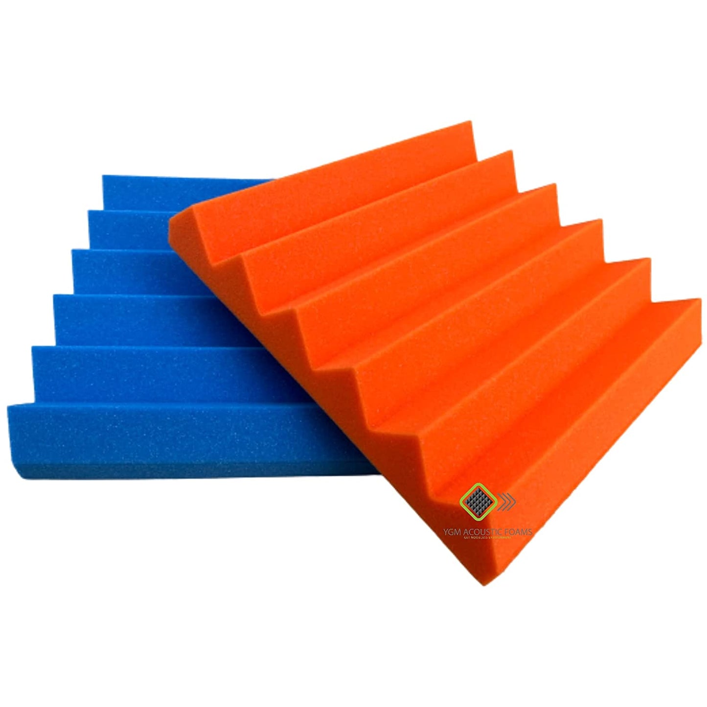 Wedge Panels - Set of 18 | 1 Sqft, 1" Thick | 50 Density Studio Noise Reduction, Echo Absorption | Premium Grade | 3D Structure | 9 ORANGE, 9 BLUE