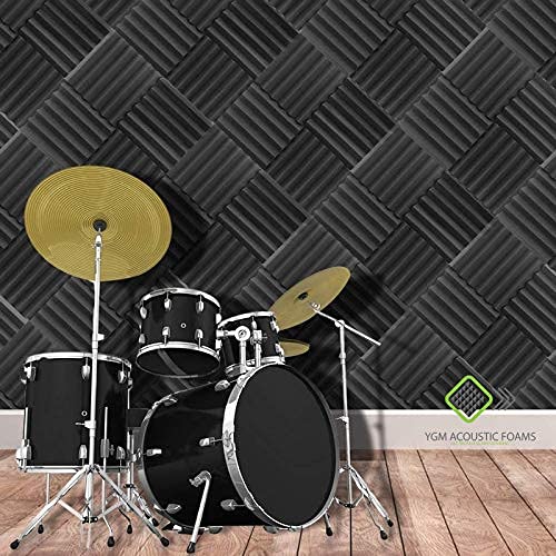 Wedge Panels - Set of 72 | 1 Sqft, 2" Thick | 50 Density Studio Noise Reduction, Echo Absorption | Premium Grade | 3D Structure | BLACK