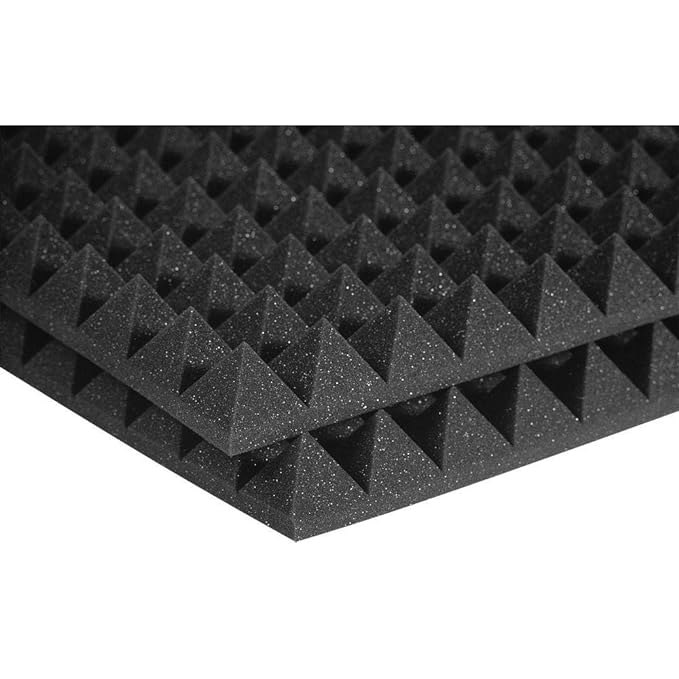 Pyramid Panels - Set of 9 | 1 Sqft, 1" Thick | 50 Density Studio Noise Reduction, Echo Absorption | Premium Grade | 3D Structure | BLACK