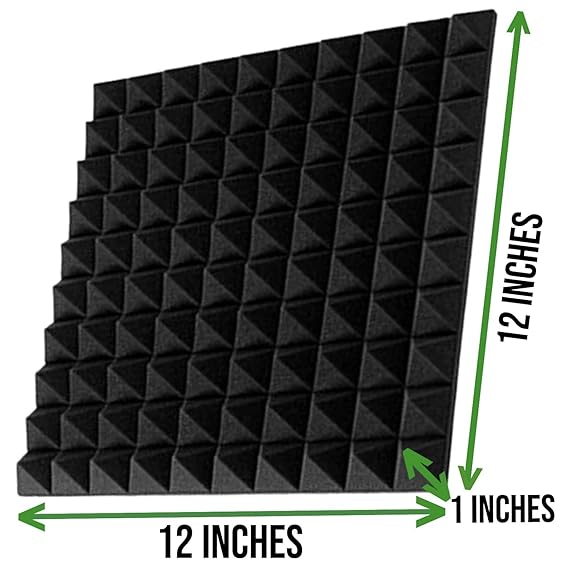 Pyramid Panels - Set of 50 | 1 Sqft, 1" Thick | 50 Density Studio Noise Reduction, Echo Absorption | Premium Grade | 3D Structure | 25 RED, 25 BLACK