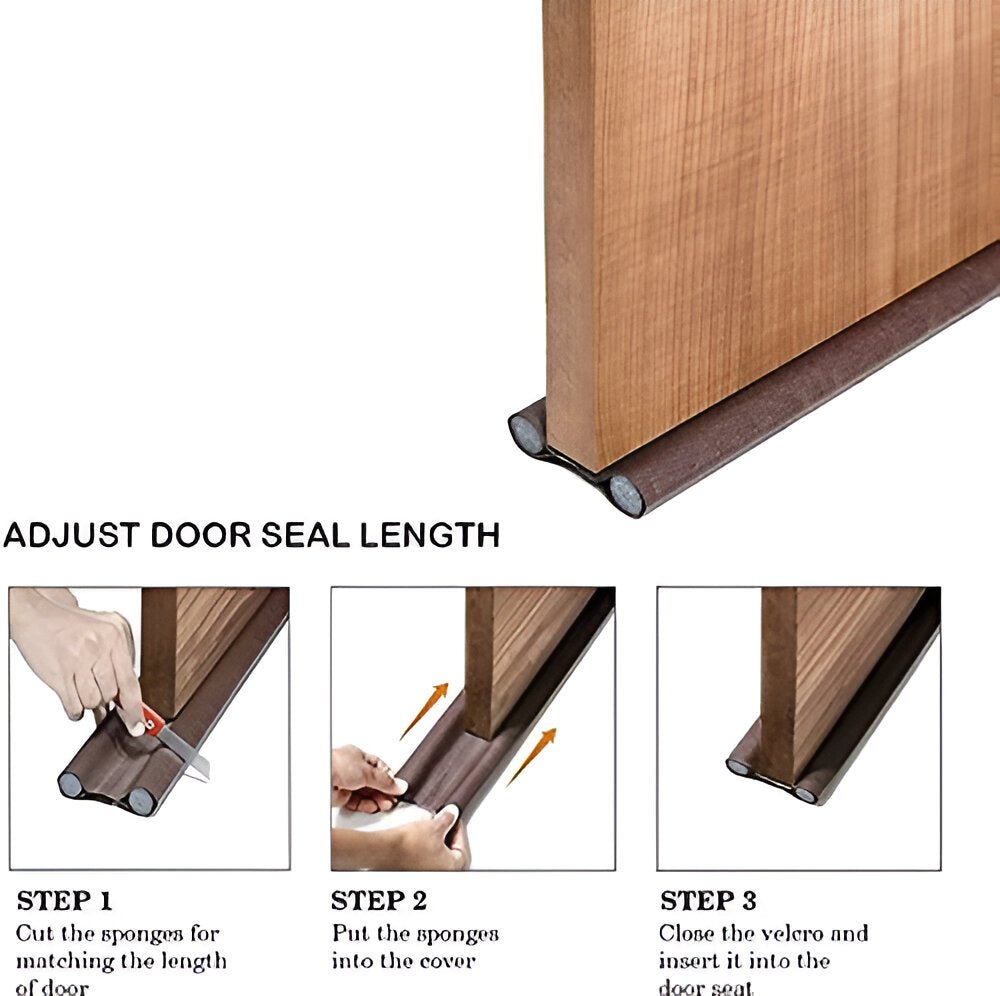 Door Bottom Sealing Strip Guard - 3 Feet (SET OF 8) |Brown | Double Sided Insulation | Superior Soundproofing