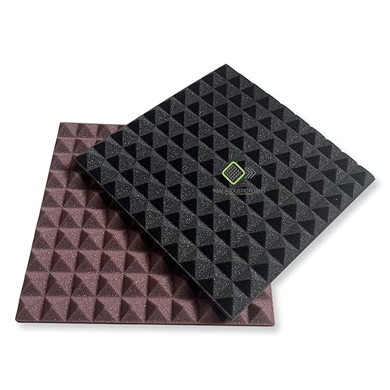 Pyramid Panels - Set of 50 | 1 Sqft, 1" Thick | 50 Density Studio Noise Reduction, Echo Absorption | Premium Grade | 3D Structure | 25 COFFEE, 25 BLACK