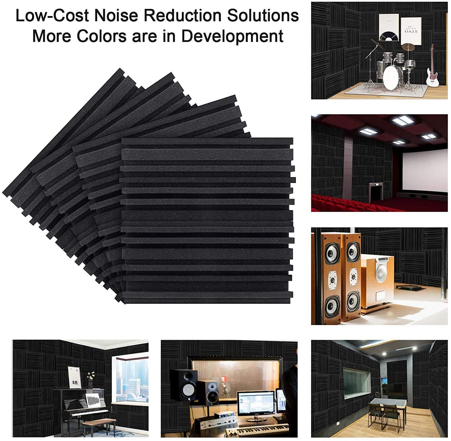 Line Diffusers Panels - Set of 100 | 1 Sqft, 2" Thick | 50 Density | Premium Grade | 3D Structure Broadband Sound Absorber - Periodic Groove Structure | 50 RED, 50 BLACK