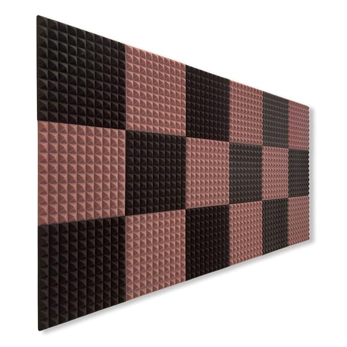 Pyramid Panels - Set of 126 | 1 Sqft, 1" Thick | 50 Density Studio Noise Reduction, Echo Absorption | Premium Grade | 3D Structure | COFFEE BROWN