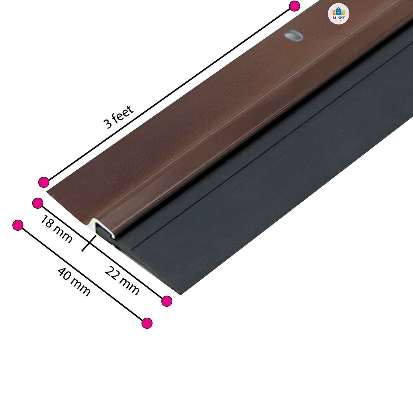 Door Draft Stopper - 3 Feet (SET OF 5) | BROWN | Aluminum, Rubber Under Door Seal | Noise Stopper with 20 Screws