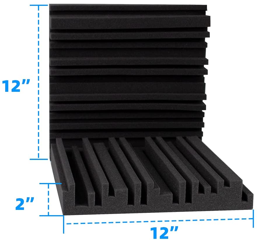 Line Diffusers Panels - Set of 72 | 1 Sqft, 2" Thick | 50 Density | Premium Grade | 3D Structure Broadband Sound Absorber - Periodic Groove Structure | 36 RED, 36 BLACK