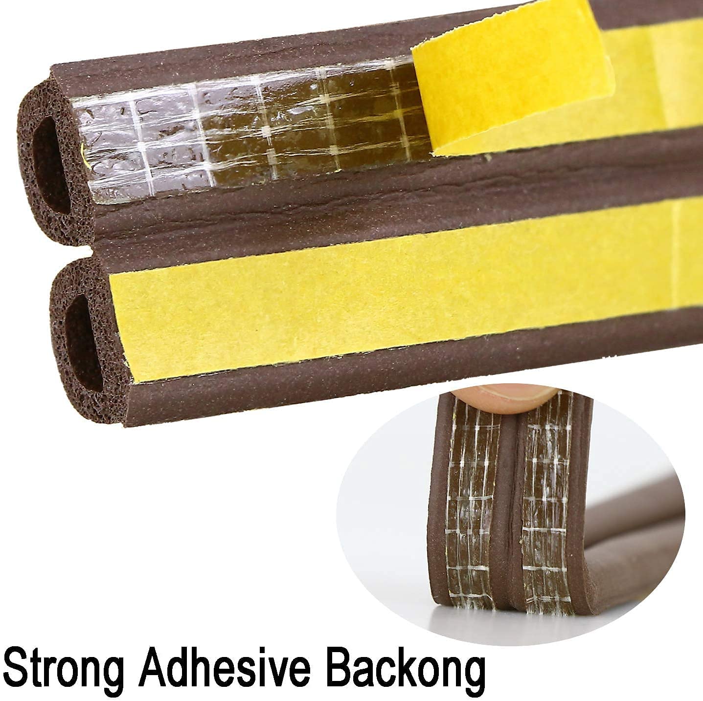 D-Type Vacuum Door & Window Weather DIY Seal Strip - 18 Feet | Brown | Superior Soundproofing - Self Adhesive