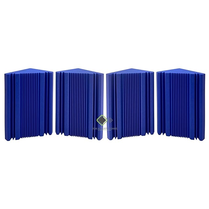 BIG Corner Bass Traps - Set of 2| 24"x12"x12" | Low Frequency Bass Absorber | Premium Grade, 50 Density (Blue)