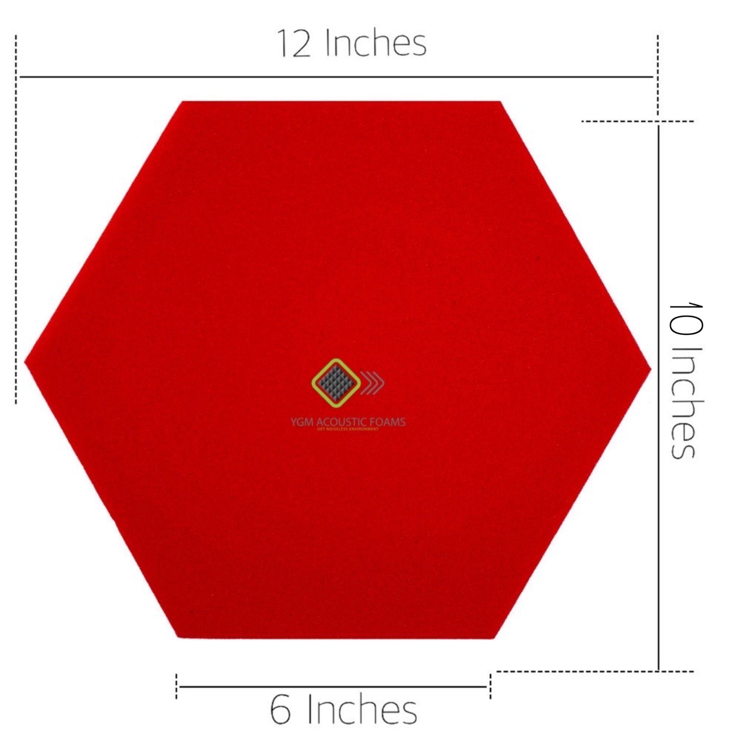 Hexagon Panels - Set of 5 | RED | 1 Sqft, 1" Thick | 50 Density Studio Noise Reduction, Echo Absorption | Premium Grade