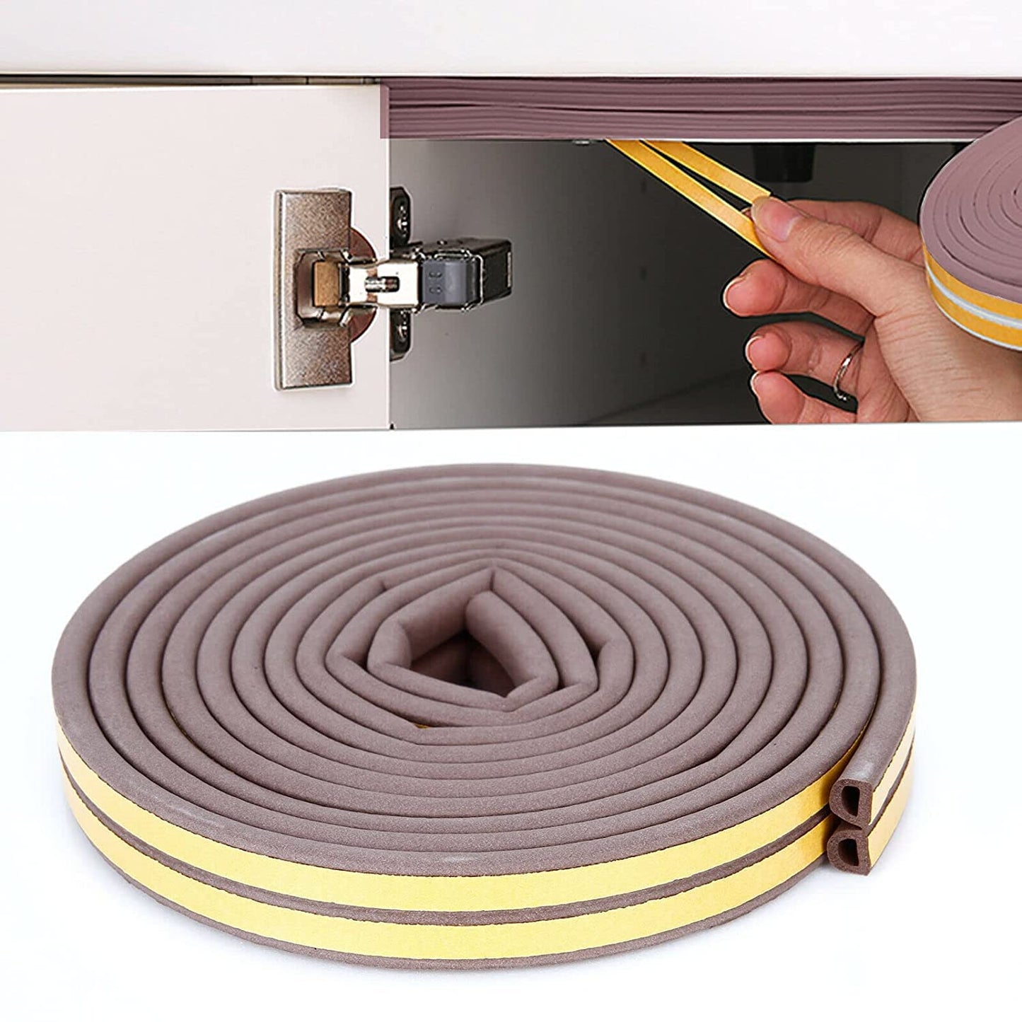 D-Type Vacuum Door & Window Weather DIY Seal Strip - 18 Feet | Brown | Superior Soundproofing - Self Adhesive