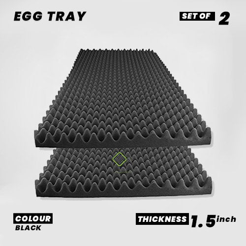 Egg Tray 6'x3' Sheet - (Set of 2) |1.5" Thick Covers 36 Sqft |32 Density Studio Noise Reduction, Echo Absorption | Premium Grade | 3D Structure | BLACK