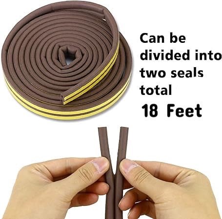 D-Type Vacuum Door & Window Weather DIY Seal Strip - 18 Feet | Brown | Superior Soundproofing - Self Adhesive