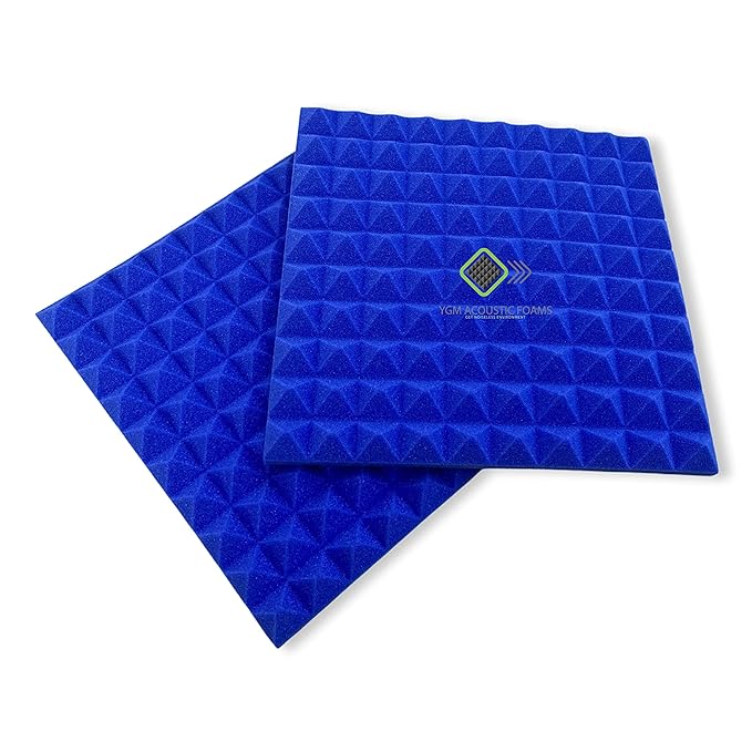 Pyramid Panels - Set of 216 | 1 Sqft, 1" Thick | 50 Density Studio Noise Reduction, Echo Absorption | Premium Grade | 3D Structure | BLUE