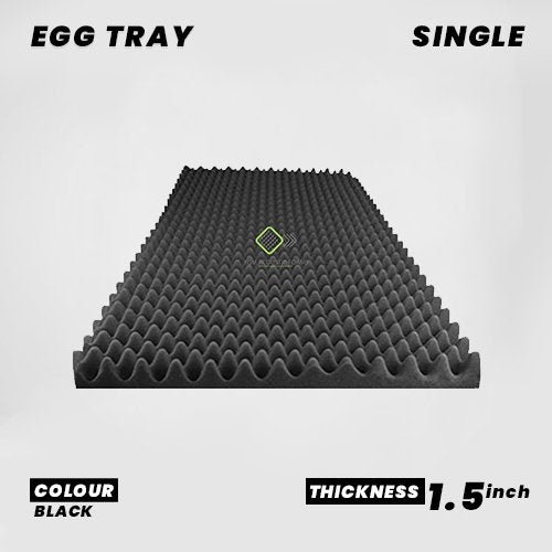 Egg Tray 6'x3' Sheet - Single |1.5" Thick Covers 18 Sqft |32 Density Studio Noise Reduction, Echo Absorption | Premium Grade | 3D Structure | BLACK