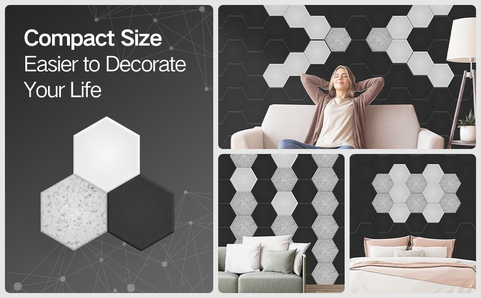 Hexagon Panels - Set of 5 | COFFEE | 1 Sqft, 1" Thick | 50 Density Studio Noise Reduction, Echo Absorption | Premium Grade