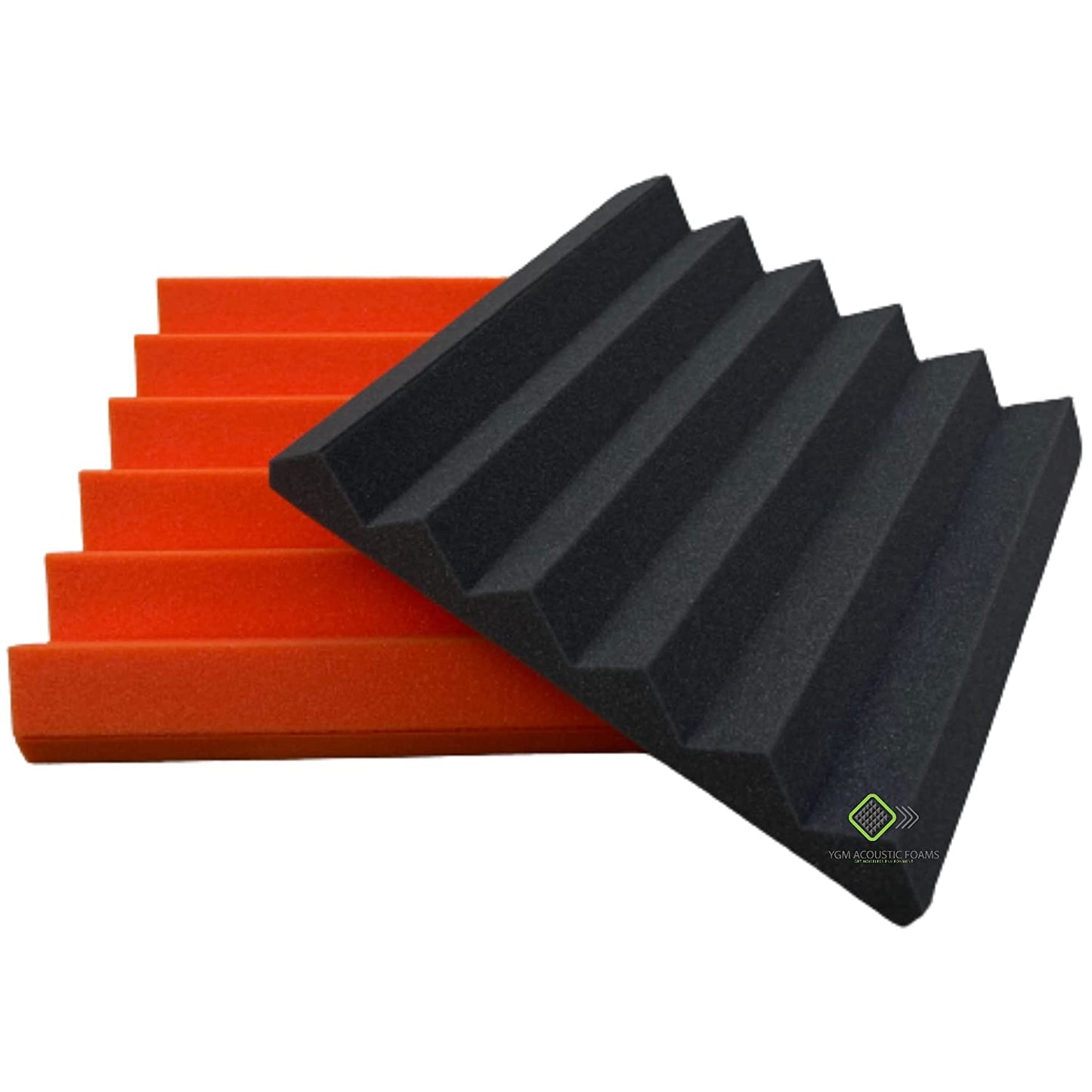 Wedge Panels - Set of 50 | 1 Sqft, 2" Thick | 50 Density Studio Noise Reduction, Echo Absorption | Premium Grade | 3D Structure | 25 ORANGE, 25 BLACK