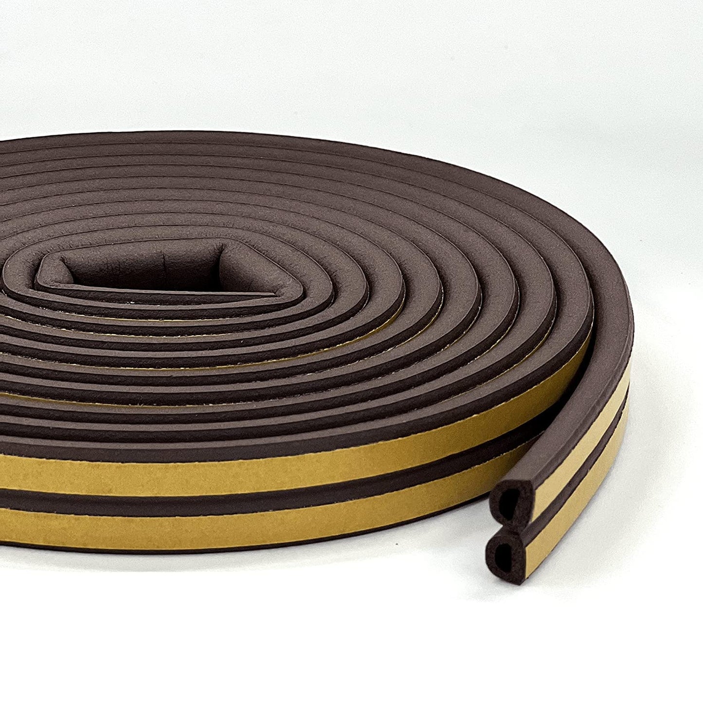 D-Type Vacuum Door & Window Weather DIY Seal Strip - 18 Feet | Brown | Superior Soundproofing - Self Adhesive