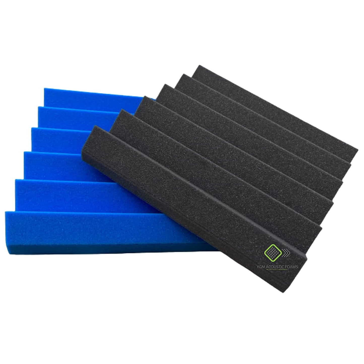 Wedge Panels - Set of 18 | 1 Sqft, 2" Thick | 50 Density Studio Noise Reduction, Echo Absorption | Premium Grade | 3D Structure | 9 BLUE, 9 BLACK