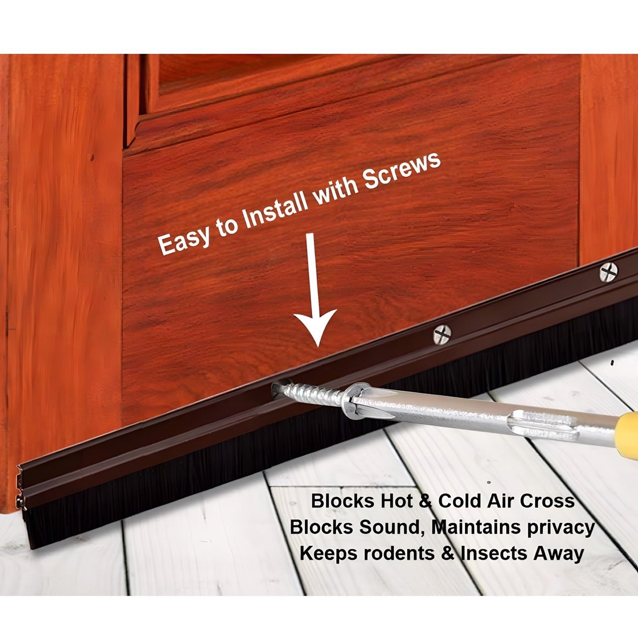 Door Draft Stopper - 3 Feet (SET OF 5) | BROWN | Aluminum, Rubber Under Door Seal | Noise Stopper with 20 Screws