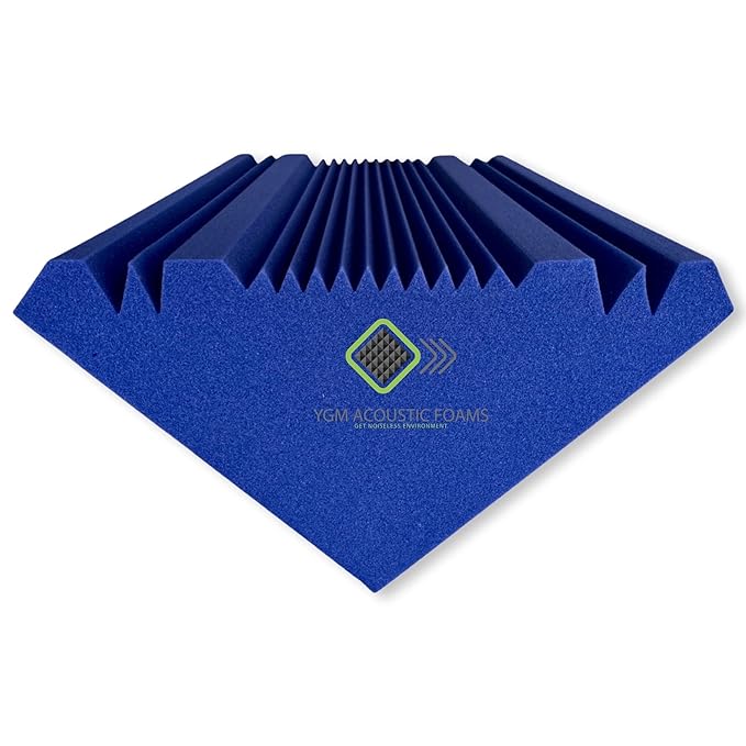 BIG Corner Bass Traps - Set of 2| 24"x12"x12" | Low Frequency Bass Absorber | Premium Grade, 50 Density (Blue)