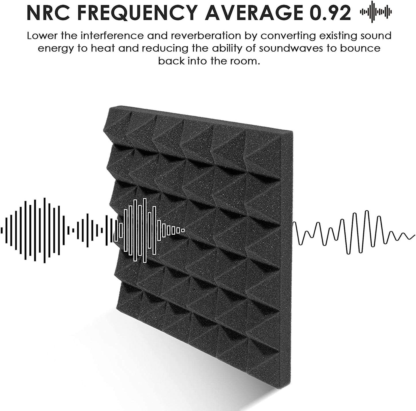 Pyramid Panels - Set of 6 | 1 Sqft, 2" Thick | 50 Density Studio Noise Reduction, Echo Absorption | Premium Grade | 3D Structure | RED