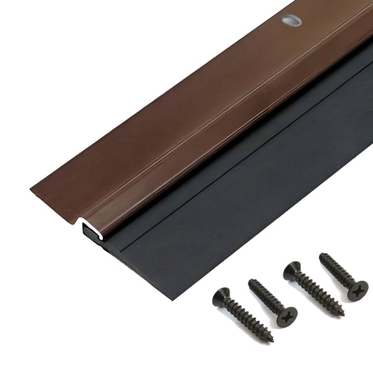 Door Draft Stopper - 3 Feet (SET OF 8) | BROWN | Aluminum, Rubber Under Door Seal | Noise Stopper with 32 Screws